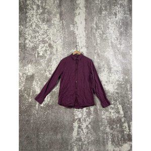 Paul Smith Burgundy Plaid Long Sleeve Flannel Button Down Shirt M Medium